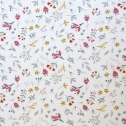 Algodón estampado GOTS AZRA Blanco / Multicolor leonado